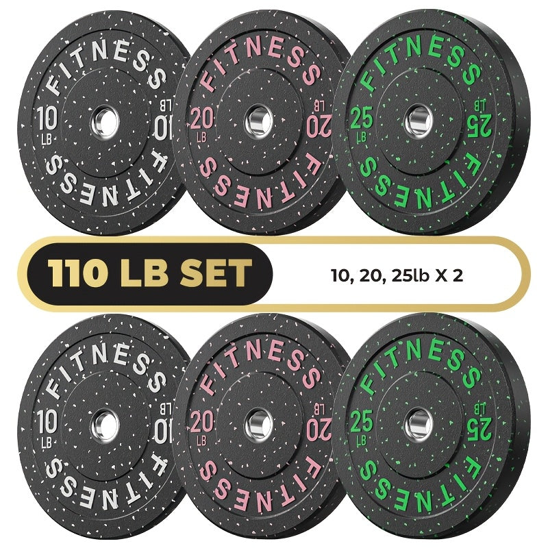 Bumper Plates Colored Rubber Weight Plates – 2-Inch Olympic Barbell Plates for Weightlifting & Strength Training, High Bounce Floor Protection, Low Odor, Non-Slip Surface, Home Gym & Commercial Gym