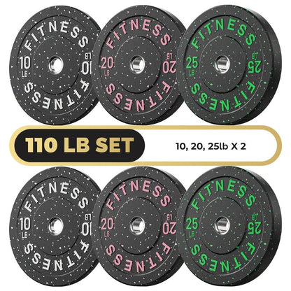 Bumper Plates Colored Rubber Weight Plates – 2-Inch Olympic Barbell Plates for Weightlifting & Strength Training, High Bounce Floor Protection, Low Odor, Non-Slip Surface, Home Gym & Commercial Gym