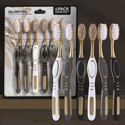 Gloryin Soft Bristle Toothbrush Set Anti-Slip Olive Handle Full Size Head Gentle Gum Care Daily Oral Hygiene for Adults Couples Household Travel 6pcs 12pcs Value Pack