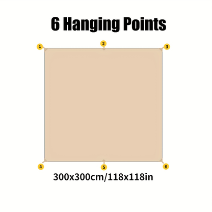 Camping Sunshade Tarp Multi-Function Sun Shelter Canopy - 19 Hanging Points or 6 Tie-Down Points, 300x300cm & 300x400cm, Waterproof Shade Cloth for Hiking Mountaineering Camping Travel Outdoor Party