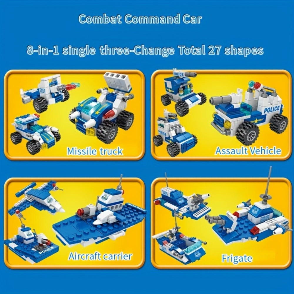 City Police Building Blocks Set 700 Pieces – Patrol Car Truck with Action Figures, Brick Toy for Boys Role Play STEM, Birthday Christmas Halloween Thanksgiving Gift Ages 6 7 8 9 10
