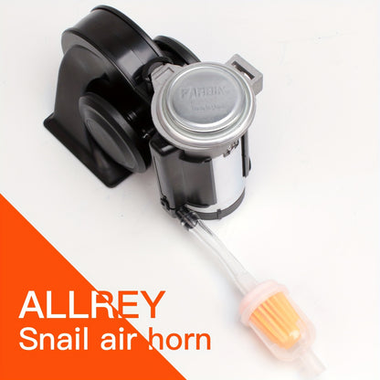 Snail Air Horn Kit Super Loud 12V 24V for Truck Car Motorcycle with Copper Compressor Relay Harness & Button Universal Fit - Black Red Mini & 2-Pack Options