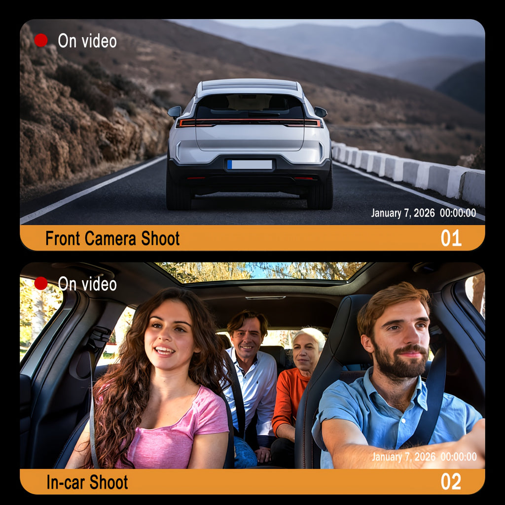 BCUOZ Dual Lens/Four Lens Car Additions 1080P Dashcam, 1080P Front And 720P Inside/Left/Rear Cameras, Adjustable Multi-Angle, 3.16-Inch Display, Infrared Night Vision, Wide Angle, Loop Recording, 12-24V Car Plug