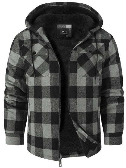 Men's Cozy Faux Fur Plaid Hoodie
