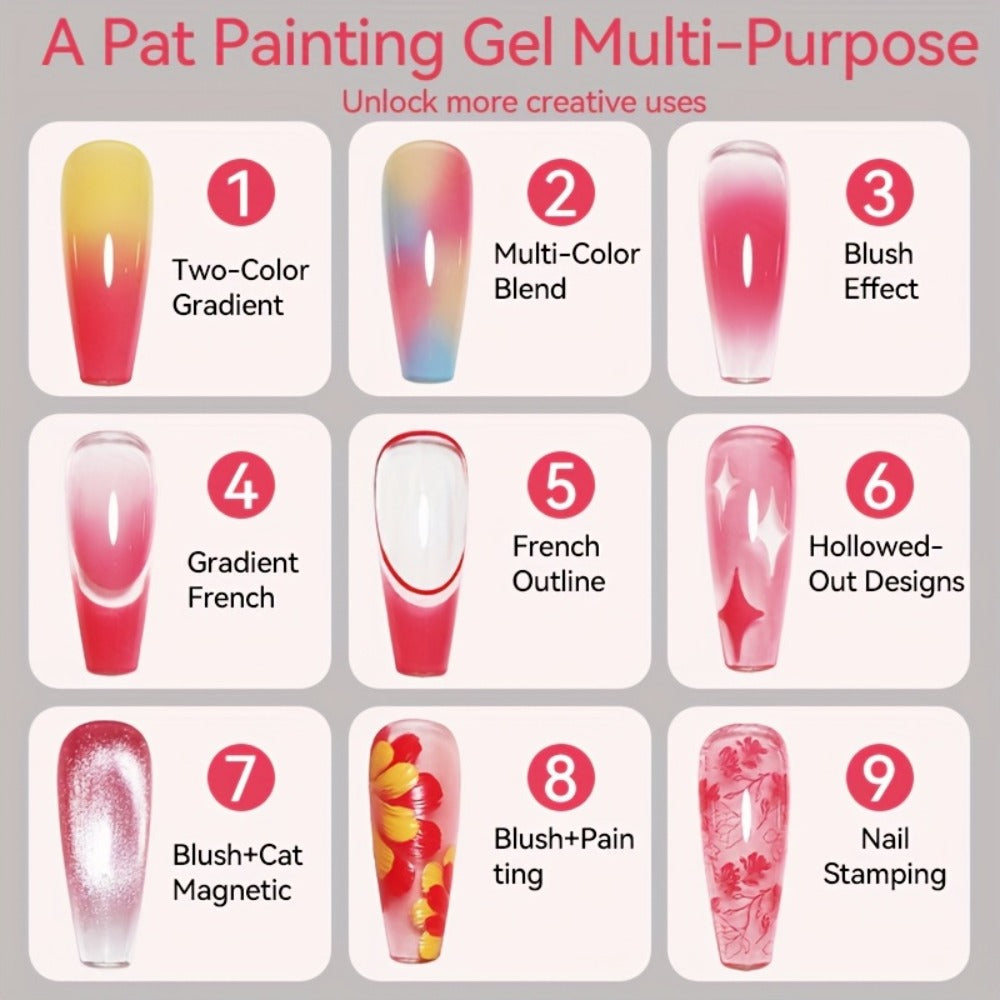 4-in-1 Gradient Gel Nail Polish Set 3pcs - Pat Ombre Gel for French Manicure Nail Stamping Painting & Powder Art - Solid Varnish Gel for Seamless Ombre Nail Art Women Salon Home DIY