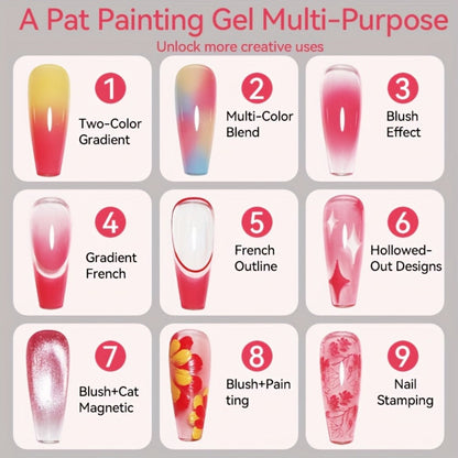 4-in-1 Gradient Gel Nail Polish Set 3pcs - Pat Ombre Gel for French Manicure Nail Stamping Painting & Powder Art - Solid Varnish Gel for Seamless Ombre Nail Art Women Salon Home DIY