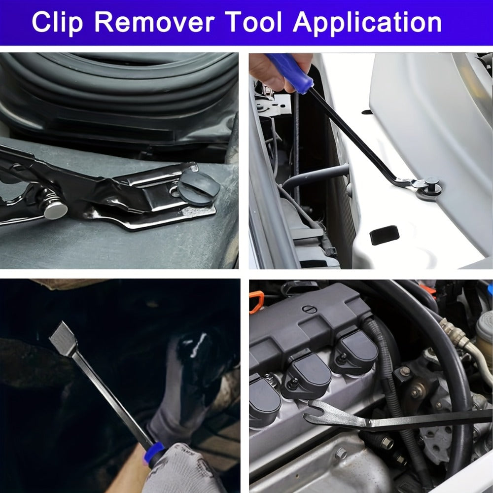 Auto Trim Removal Tool Kit 17pcs with Pry Tools Picks Metal Scraper Magnetic Telescopic Pickup Non-Slip Clips for Car Door Panel Dash Interior Bicycle Maintenance