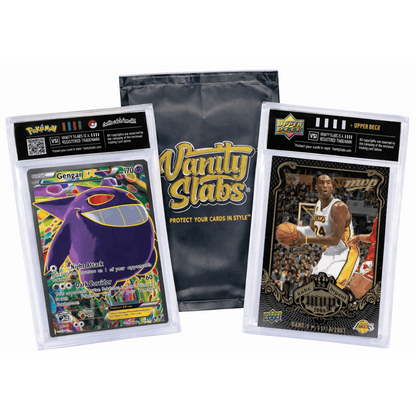 Trading Card Display Slab by Vanity Slabs – Crystal Clear 35pt Card Case + Free Random Trading Card, Fits Pokemon Panini Topps Baseball Basketball, Collector Gift for Kids & Hobbyists