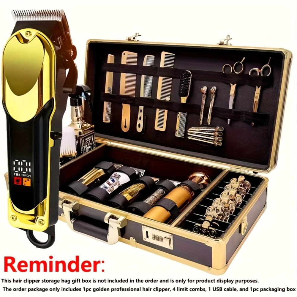 Adjustable Alloy Blade Hair Clipper Set for Men — USB Rechargeable Cordless Trimmer for Home, Salon & Travel, Gift Box Edition for Husband Boyfriend Father, Rose Red Golden Classic Styles