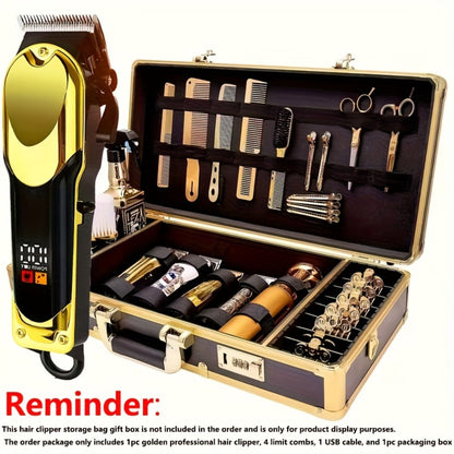 Adjustable Alloy Blade Hair Clipper Set for Men — USB Rechargeable Cordless Trimmer for Home, Salon & Travel, Gift Box Edition for Husband Boyfriend Father, Rose Red Golden Classic Styles