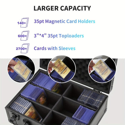 Top Loader Storage Box with Safety Lock 35PT 3x4 Rigid Hardboard - XL 2-Pack for PSA BGS SGC Graded Cards, Sports Card Collector Organizer for Pokemon MTG Baseball Basketball Football Trading Cards