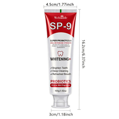 Probiotic Toothpaste with Hydroxyapatite – Super Probiotics-9 European Formula, Deep Cleaning & Gum Care, Mint Fresh Breath, Teeth Brightening Oral Care Gift for Women & Men, 100g