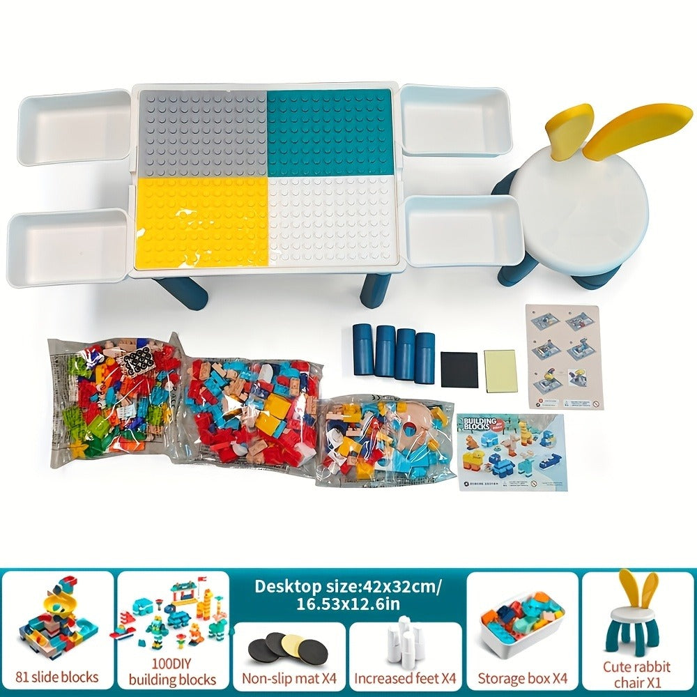 Kids Activity Table Building Blocks LEGO Compatible Play Table for Toddlers – Durable ABS Plastic Space-Saving Corner Design, Birthday Christmas Gift for Boys Girls Ages 3+