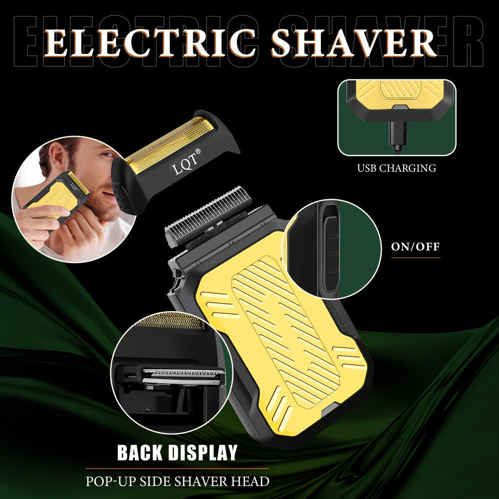 Men's Grooming Gift Set 3-Piece — LQT Cordless Hair Clipper, Electric Shaver & Hair Cutter with LED Display, Golden Dragon Edition, Premium Gift Box, Perfect Father's Day & Birthday Gift for Men