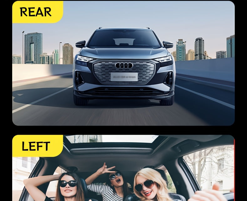 PODOFO Dual Camera Dash Cam 1080P, Suitable for Cars, 4-Channel Front/Rear/Left/Right, 3.16-inch IPS Screen, Night Vision, Loop Recording, 24-Hour Parking Monitoring with G-Sensor/Motion Detection, Optional 64GB Memory Card, Vehicle Security Camera