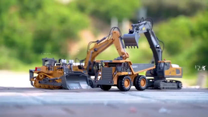 Remote Control Excavator Loader Dump Truck Toy for Kids 2.4GHz Alloy RC Construction Vehicle with Light & Sound, USB Rechargeable, Boys Gift for Halloween Thanksgiving Christmas Birthday Ages 3+