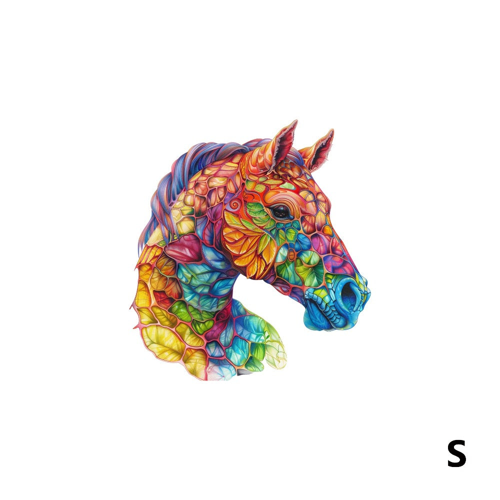 Wooden Jigsaw Puzzle Horse Design for Adults – Artistic Irregular Shaped Pieces in 3 Sizes S M L, Challenging Brain Teaser Puzzle for Families, Birthday Halloween Christmas Thanksgiving Gift, Premium Wood