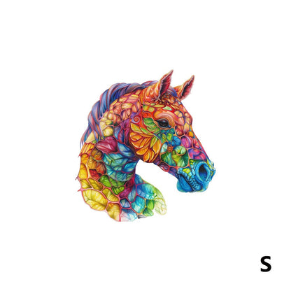 Wooden Jigsaw Puzzle Horse Design for Adults – Artistic Irregular Shaped Pieces in 3 Sizes S M L, Challenging Brain Teaser Puzzle for Families, Birthday Halloween Christmas Thanksgiving Gift, Premium Wood
