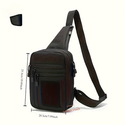 CCW Shoulder Bag Tactical Concealed Carry Bag for Men with Chest Holster Multiple Compartments EDC Sling Bag for Daily Use Shooting Range Hiking Outdoor Activities Black