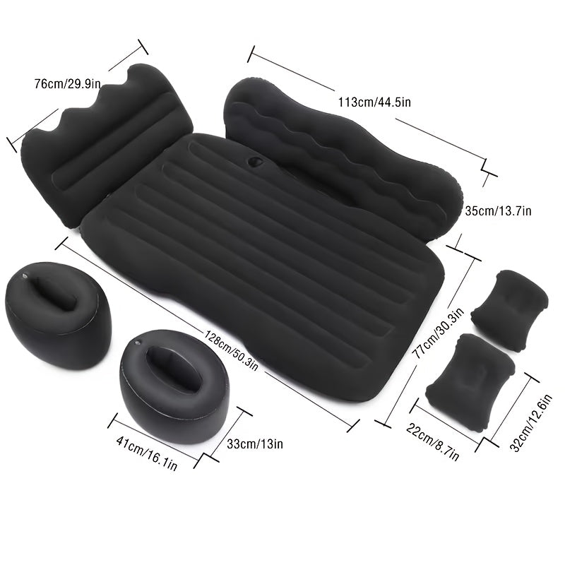 High-Value Thickened Car Inflatable Bed, Flocked Spine-Protective Comfortable Car Mattress, Car Additions, Universal for Sedans And Suvs, Quick Inflation with Pillow, Essential for Long Self-Drive Trips, Outdoor Camping Gear, Travel Rest Bed