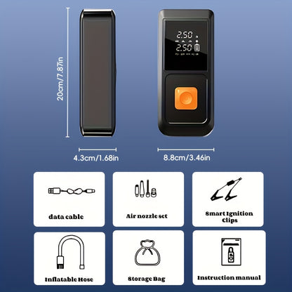 A Portable Car Emergency Start Power Supply, 6000mAh Large Capacity Battery, 150PSI, Dual Safety Protection, Lightweight And Dual Function, Lighting, Fast Inflation, Preferred Halloween/Christmas Gift, Essential for Outdoor Travel And Camping