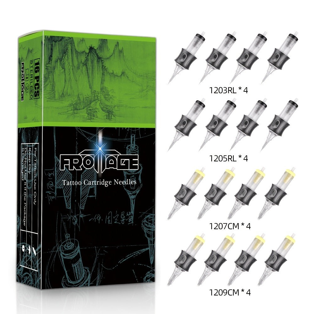 Tattoo Cartridge Needles 16pcs Froinage Mixed Models High Transparency Tips Secure Assembly Adjustable Threading Sterile Disposable for Tattoo Pen Machine Beginners Artists PMU
