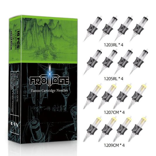 Tattoo Cartridge Needles 16pcs Froinage Mixed Models High Transparency Tips Secure Assembly Adjustable Threading Sterile Disposable for Tattoo Pen Machine Beginners Artists PMU