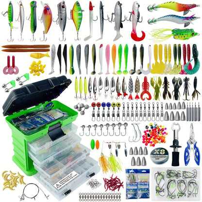 Fishing Lures Kit 346pcs with Tackle Box – Crankbaits, Minnow, Spinnerbaits, Spoons, Soft Baits, Jigs, Hooks, Weights & Sinkers, Topwater Lures for Freshwater & Saltwater Bass Fishing, Angler Gift Set