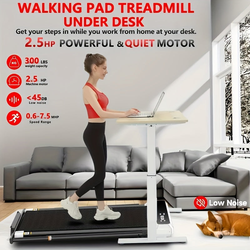 Under Desk Treadmill Walking Pad 4-in-1 for Walking & Jogging – Portable Home Office Treadmill with LED Display, Incline & Remote Control, Quiet Motor, Available in White & Black