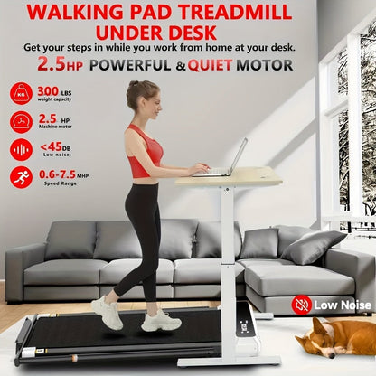 Under Desk Treadmill Walking Pad 4-in-1 for Walking & Jogging – Portable Home Office Treadmill with LED Display, Incline & Remote Control, Quiet Motor, Available in White & Black