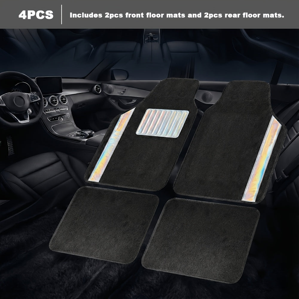 4/8pcs Set for Women Flash Crystal Car Floor Mats Sparkling Durable Waterproof Non-Slip Auto Foot Pads, Fashionable Car Interior Flooring And Carpeting, Easy-To-Clean Auto Interior for Cars, Universal Floor MATS, Christmas Present