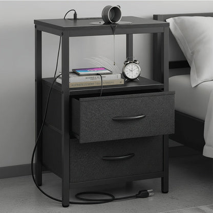 Nightstands shown in the Black, 1 Pc with 2 Drawers option