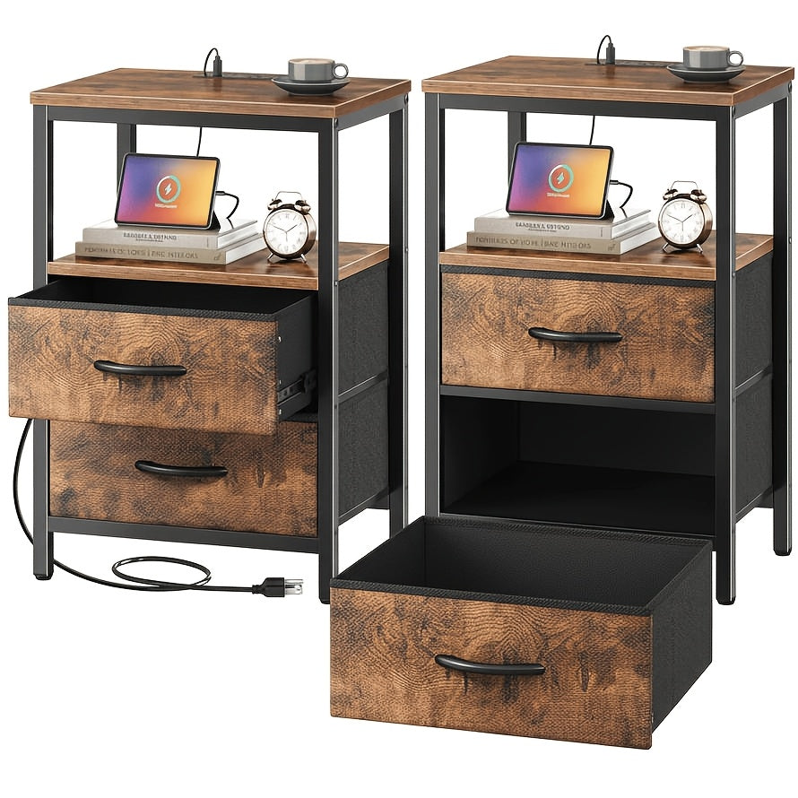 Nightstands shown in the Brown, 2 Pcs with 2 Drawers option