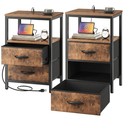 Nightstands shown in the Brown, 2 Pcs with 2 Drawers option