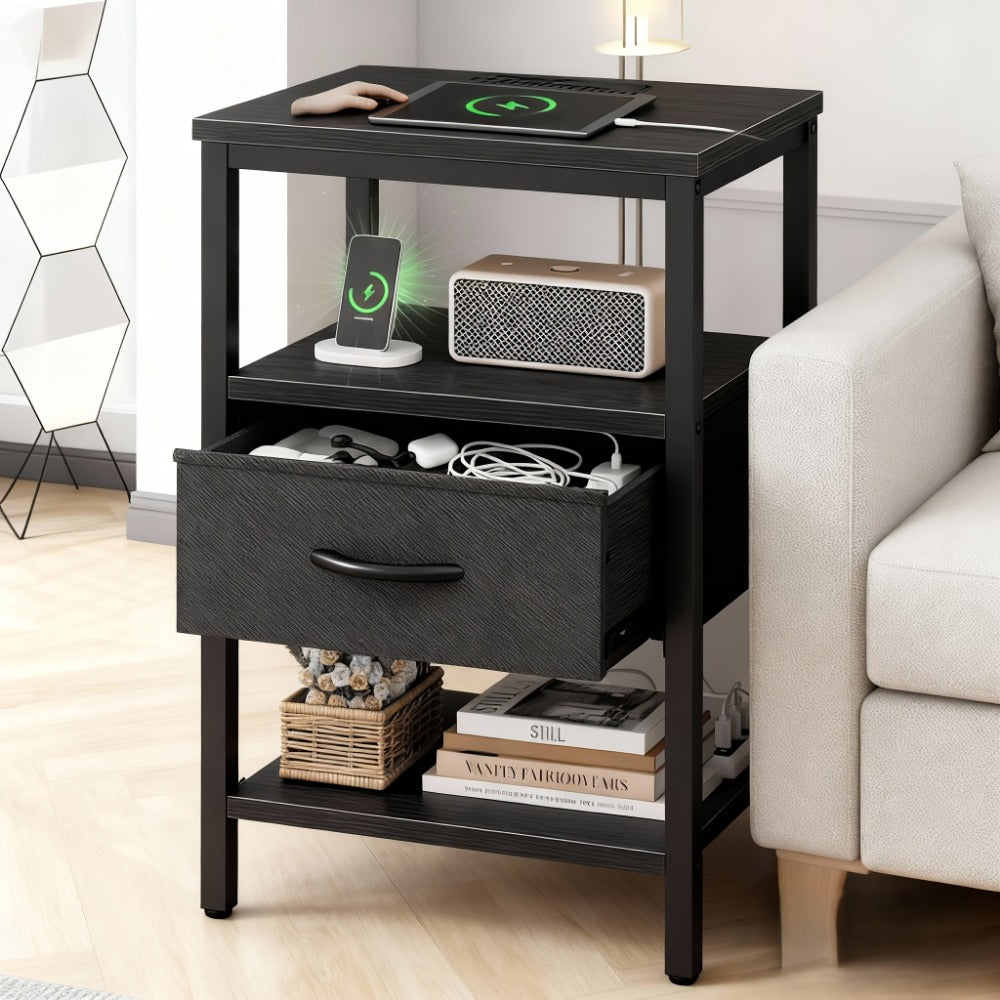 Floating Nightstand with Charging Station, Bedside Table for Bedroom detail image