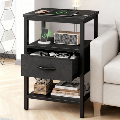 Floating Nightstand with Charging Station, Bedside Table for Bedroom detail image