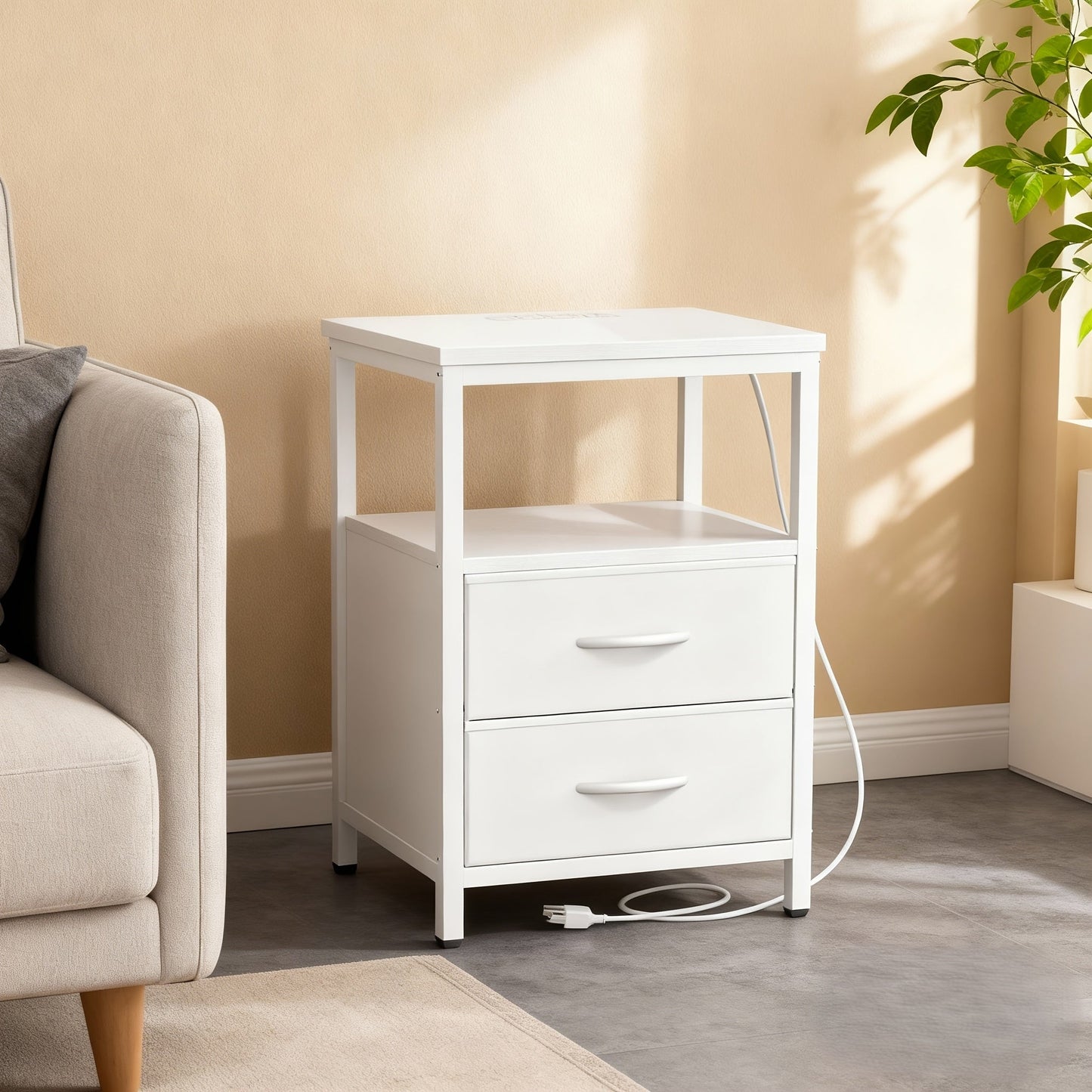 Nightstands shown in the White, 1 Pc with 2 Drawers option