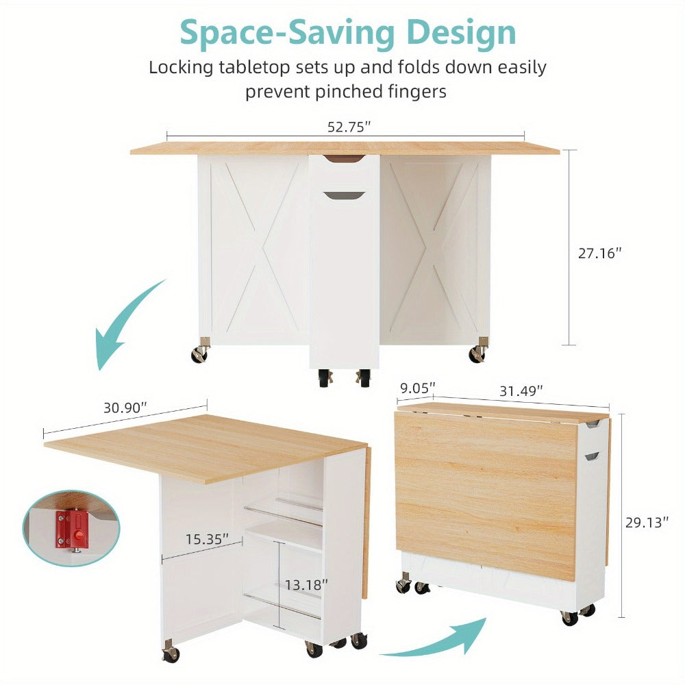 Foldable Dining Table, Family Dining Table for Work, Display, and Everyday Use in Kitchen detail image - detail view 4