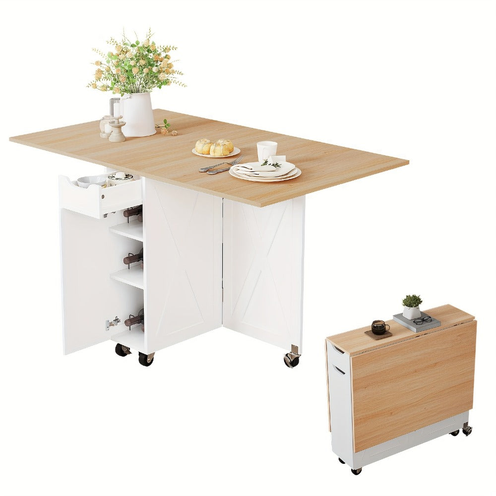 Dining Table, Drop Leaf Folding for 4 - Extendable Foldable Kitchen Table for Small shown in the main product view