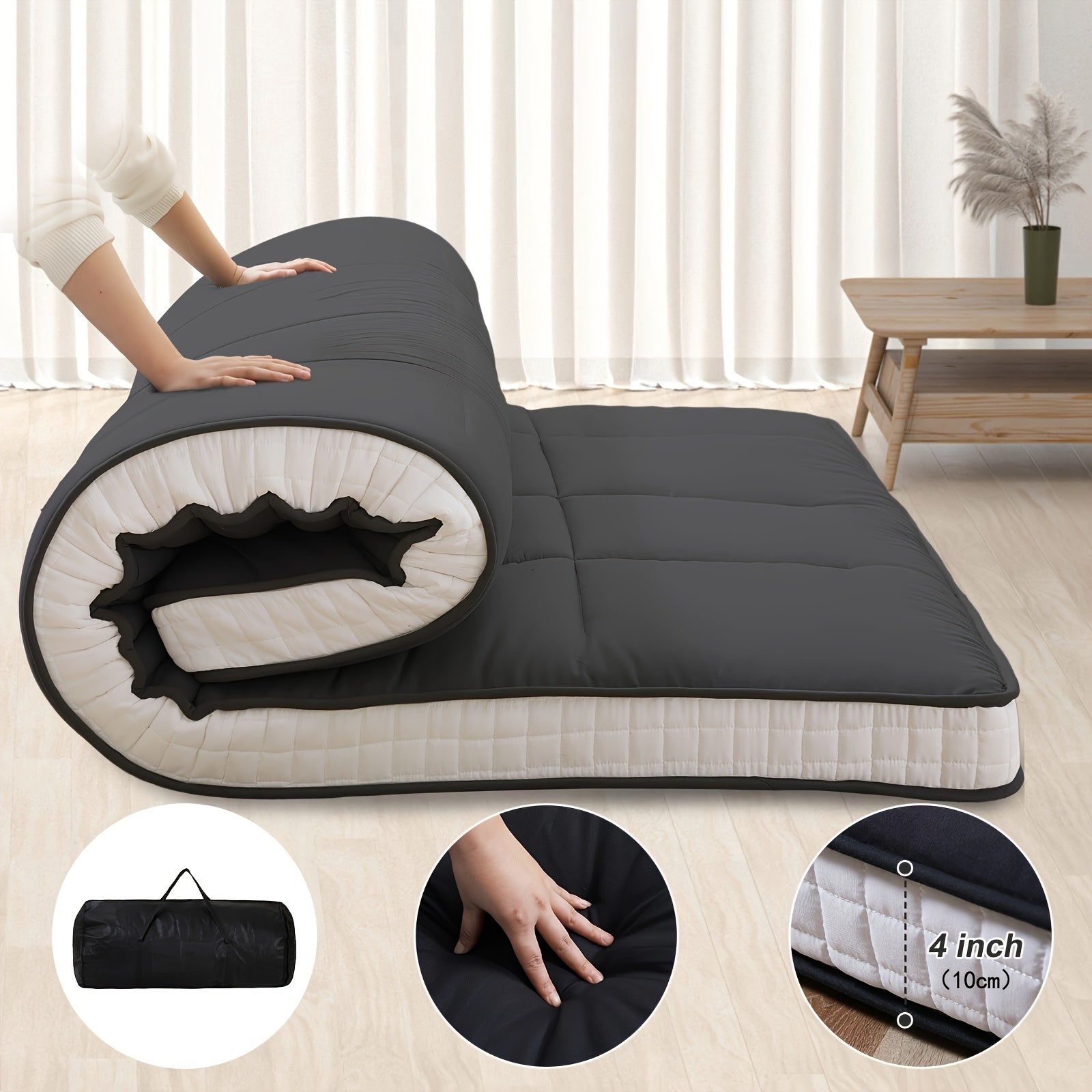 Floor Mattress shown in the Black, Twin: 80"L×39"W option