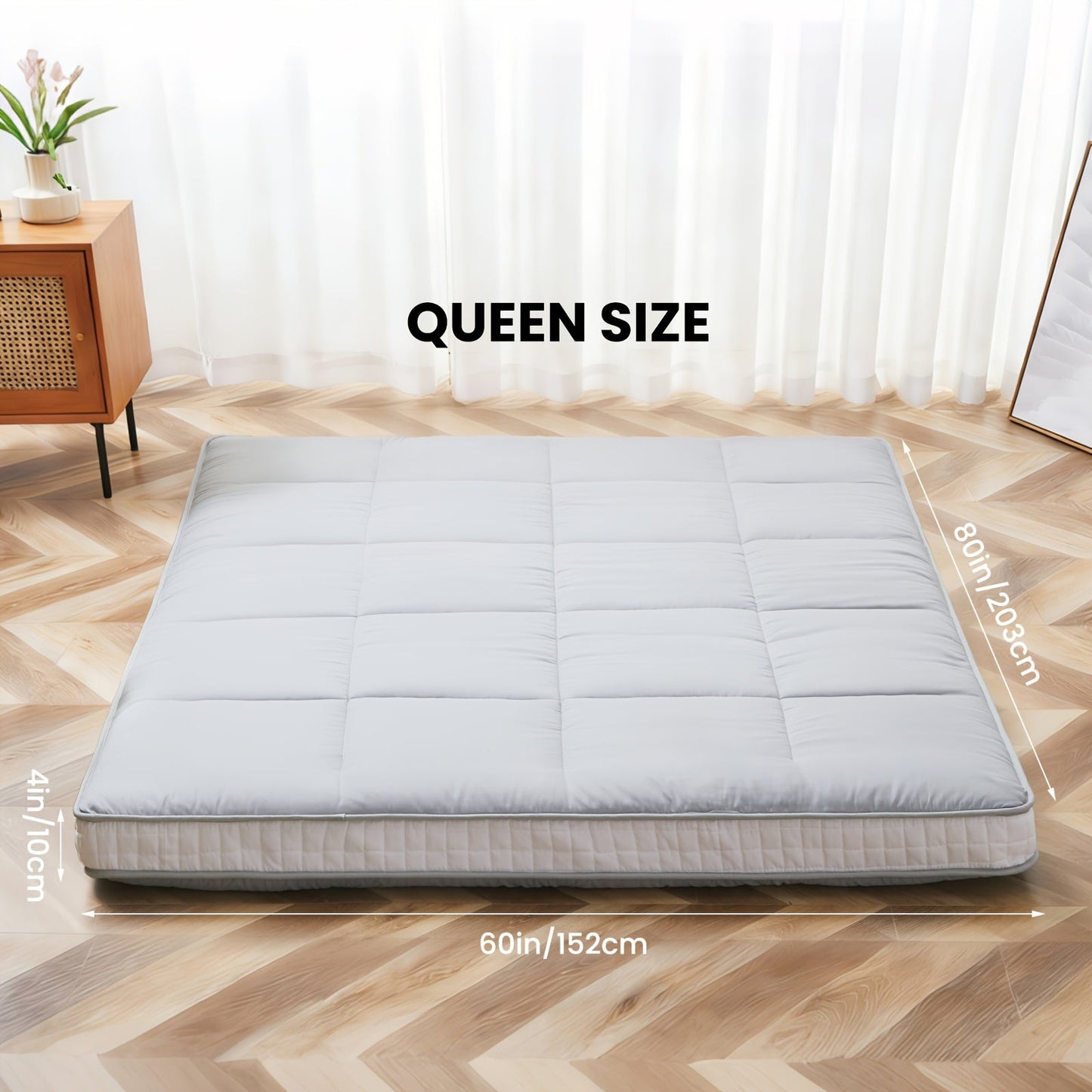 Floor Mattress shown in the Grey, Queen: 80"L×60"W option