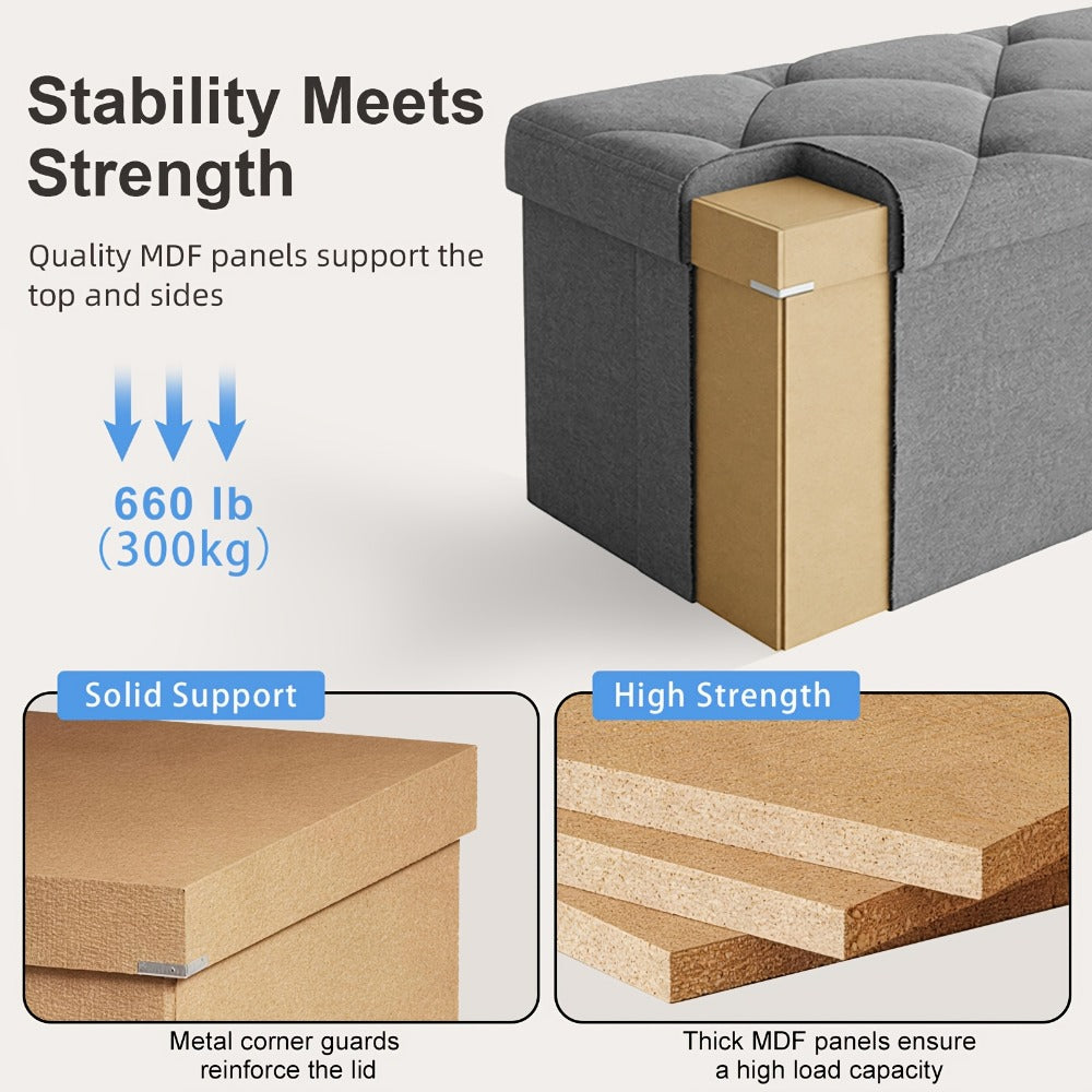 Foldable Heavy-Duty Ottoman with Hidden Storage for Living Room detail image - detail view 15
