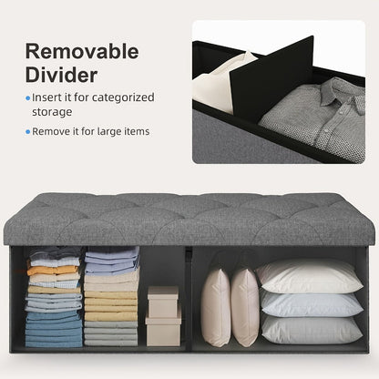 Foldable Heavy-Duty Ottoman with Hidden Storage for Living Room detail image