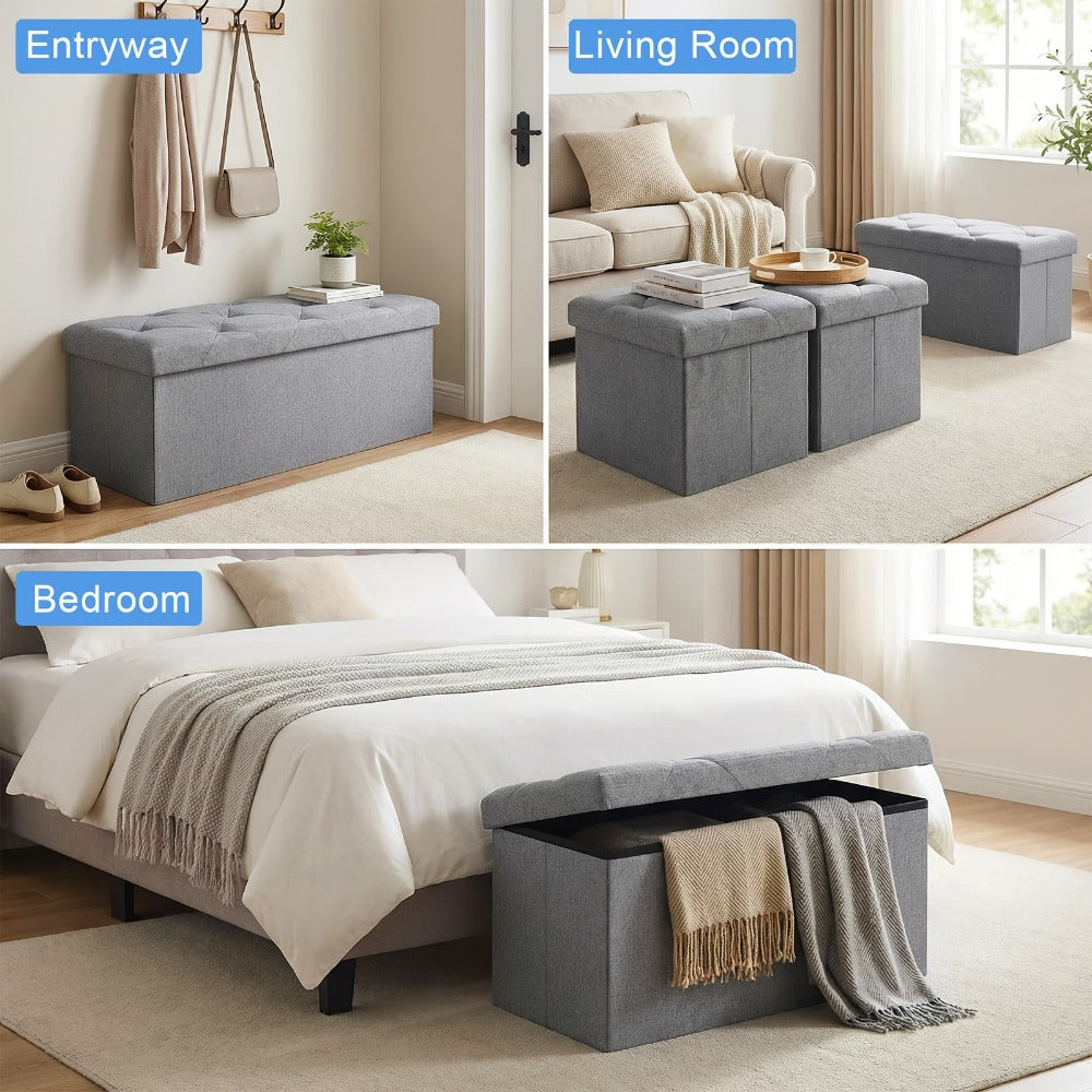 Foldable Heavy-Duty Ottoman with Hidden Storage for Living Room detail image - detail view 4