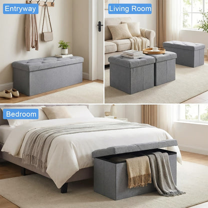 Foldable Heavy-Duty Ottoman with Hidden Storage for Living Room detail image - detail view 4