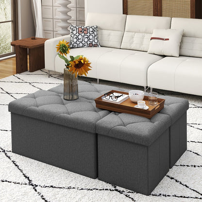 Foldable Heavy-Duty Ottoman with Hidden Storage for Living Room detail image - detail view 6