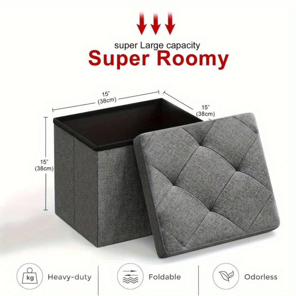 Foldable Heavy-Duty Ottoman with Hidden Storage for Living Room detail image - detail view 9