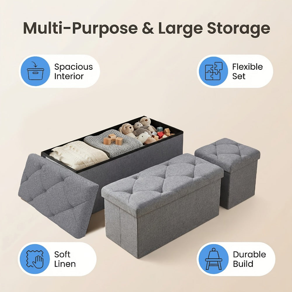 Ottoman, Folding Storage Bench Multi-Purpose Heavy Duty Indoor Outdoor Seat, Easy-Clean shown in the main product view