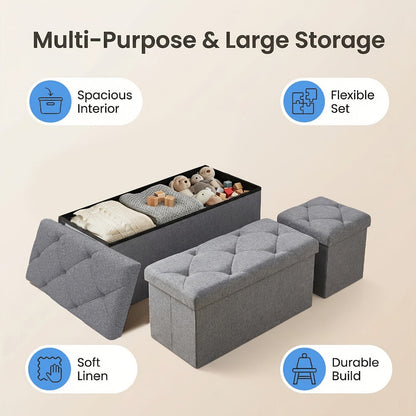 Ottoman, Folding Storage Bench Multi-Purpose Heavy Duty Indoor Outdoor Seat, Easy-Clean shown in the main product view