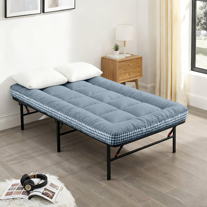 Mattress Toppers shown in the Blue, Twin option